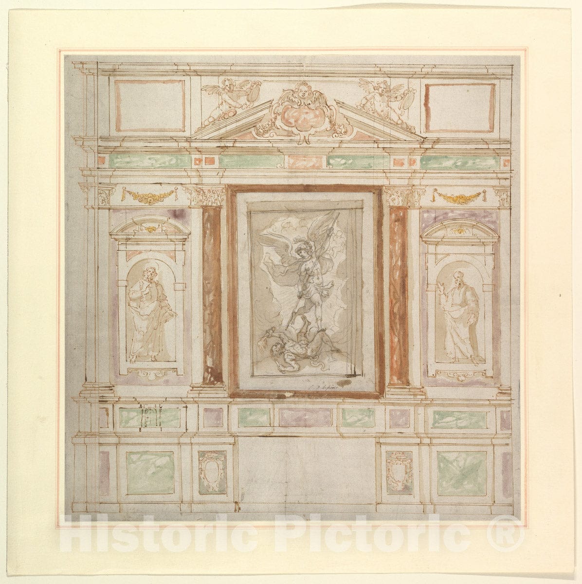 Art Print : Architectural Design for a Monumental Altar - Artist: Anonymous : Vintage Wall Art
