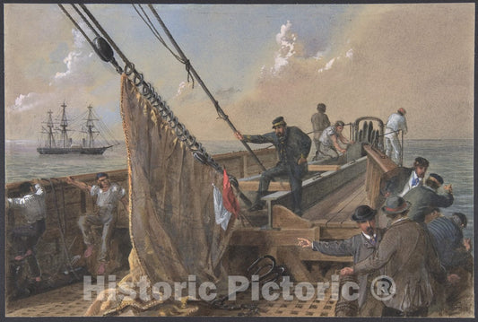 Art Print : Robert Charles Dudley - Forward Deck of The Great Eastern Cleared for The First Attempt to Grapple for The Lost Cable, August 11th, 1865 : Vintage Wall Art