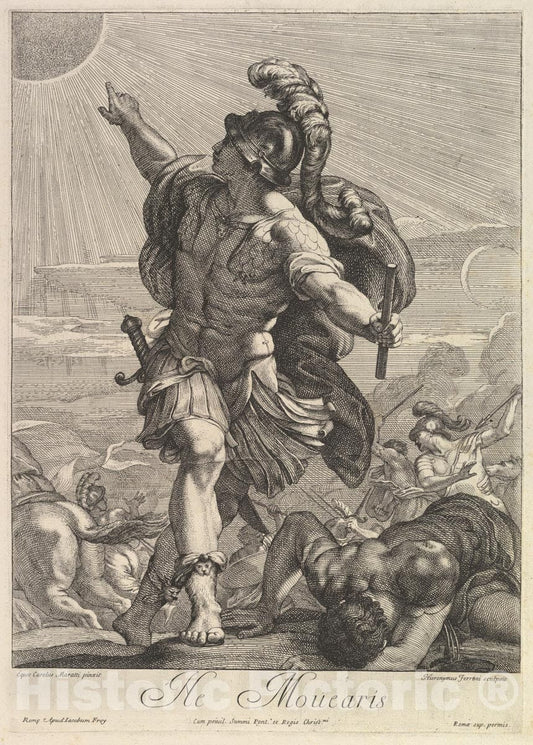 Art Print : Hieronymus Ferroni - Joshua Commanding The Sun to Stand Still : Vintage Wall Art
