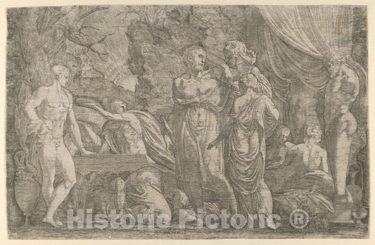 Art Print : Léon Davent - Hercules Being Dressed as a Woman : Vintage Wall Art