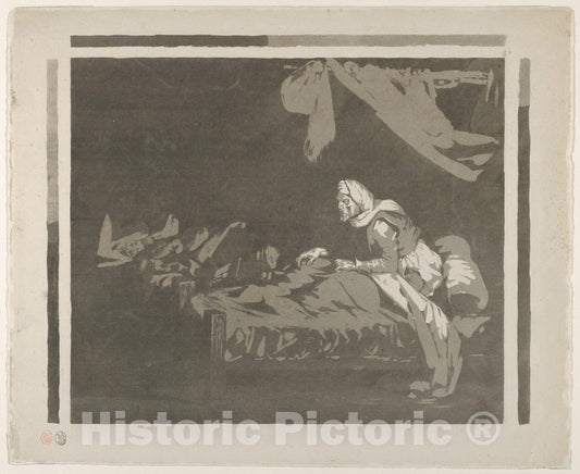 Art Print : Eugène Delacroix - Interior of a Military Hospital : Vintage Wall Art
