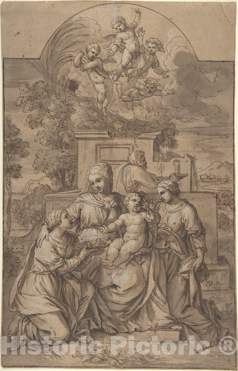 Art Print : Adrien Dassier - The Rest on The Flight into Egypt : Vintage Wall Art