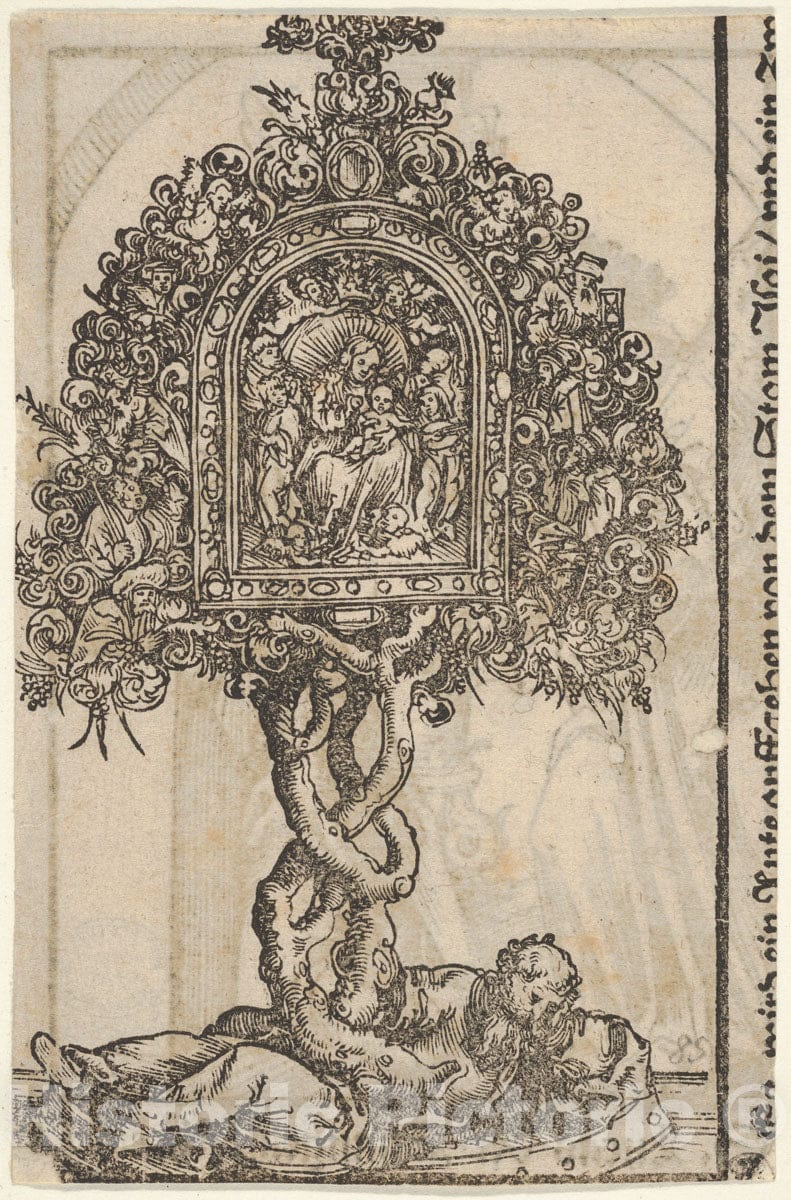 Art Print : Lucas Cranach The Elder - A Golden Reliquary with The Tree of Jesse, from The Large Series of Wittenberg Reliquaries : Vintage Wall Art