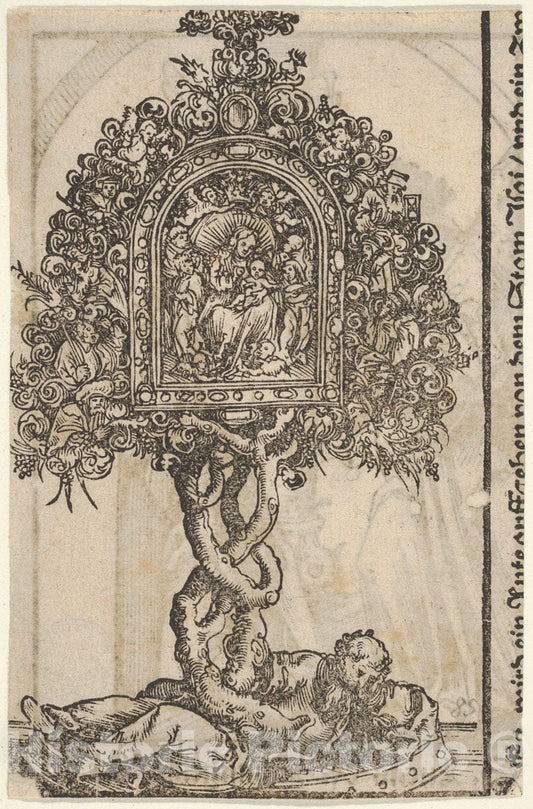 Art Print : Lucas Cranach The Elder - A Golden Reliquary with The Tree of Jesse, from The Large Series of Wittenberg Reliquaries : Vintage Wall Art