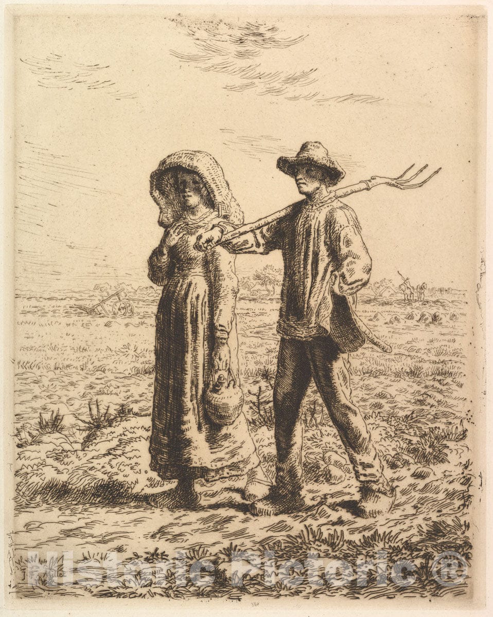 Art Print : Jean-François Millet - Peasants Going to Work 1 : Vintage Wall Art