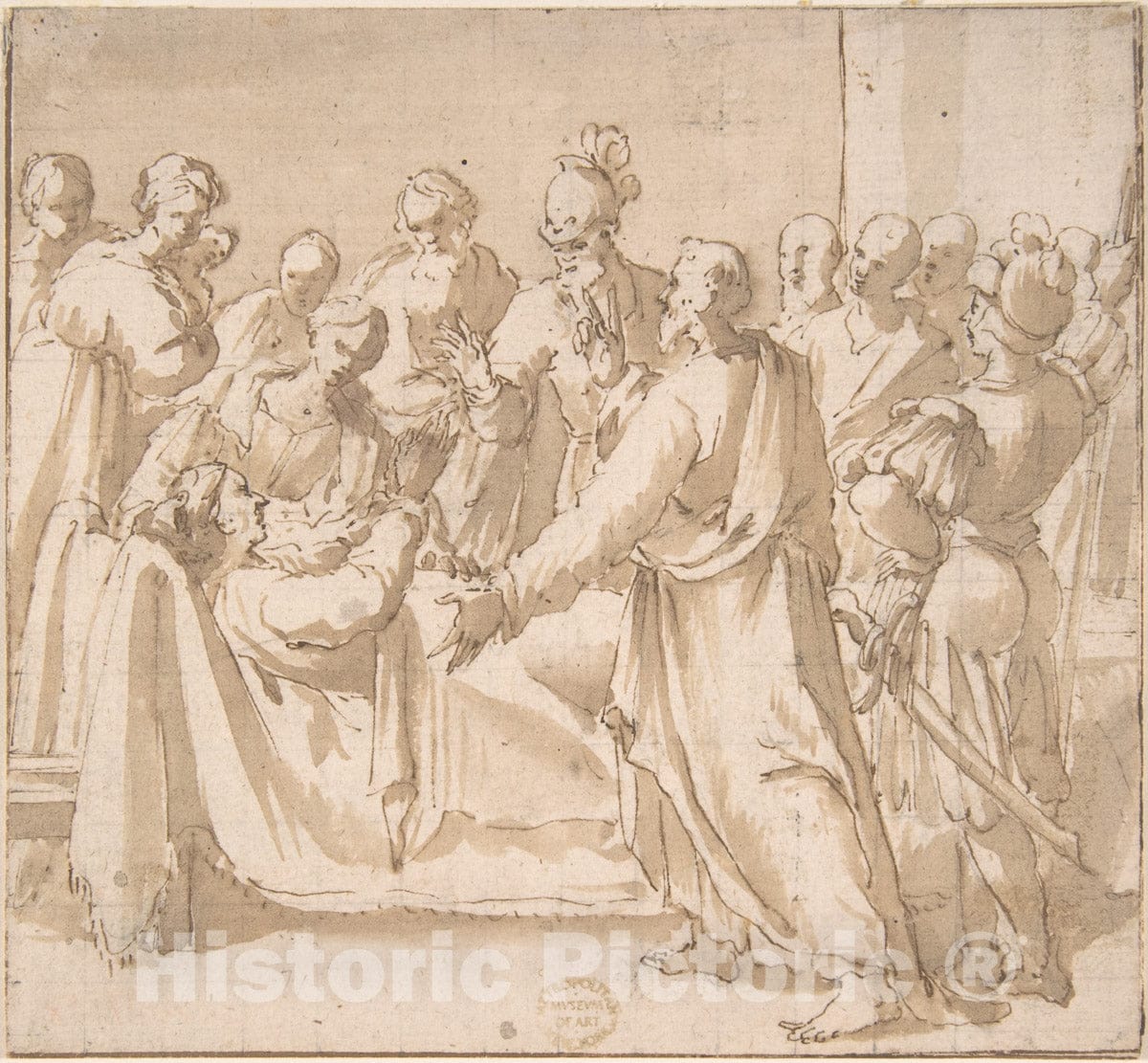 Art Print : Italian, Roman-Bolognese, 17th Century - A Deathbed Scene : Vintage Wall Art