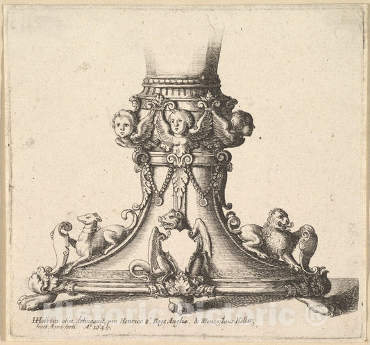 Art Print : Wenceslaus Hollar - Base of an Ornamental Cup : Vintage Wall Art