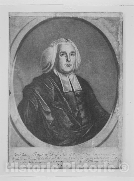 Art Print : Painted and Engraved by Richard Jennys, Jr. - Jonathan Mayhew, D. D. Pastor of The West Church in Boston, New England : Vintage Wall Art