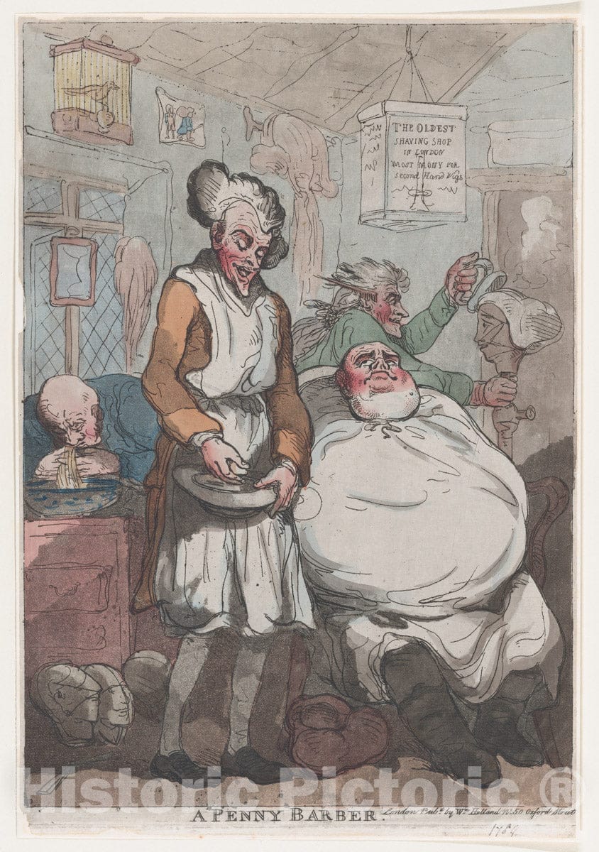 Art Print : Thomas Rowlandson - A Penny Barber : Vintage Wall Art