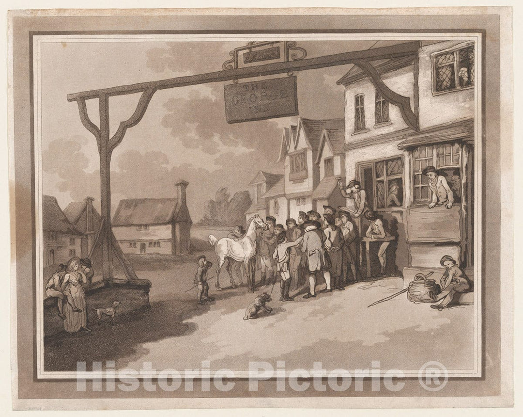 Art Print : Drawn and Etched by Thomas Rowlandson - Crawley (an Excursion to Brighthelmstone) 1 : Vintage Wall Art
