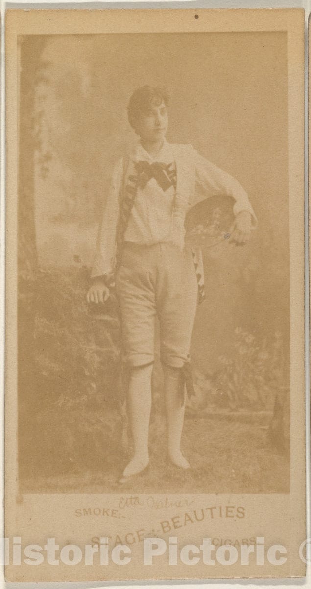 Photo Print : Actress Standing with hat on Hip, from The Actresses Series (N666) to Promote Stage Beauties Cigars : Vintage Wall Art