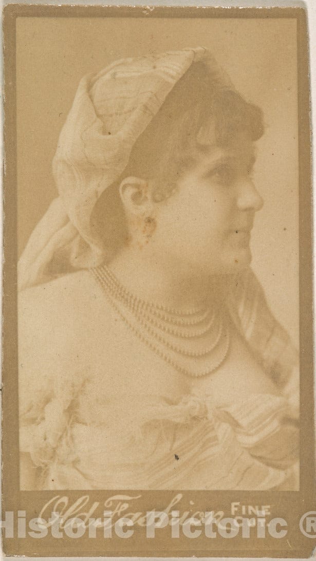 Photo Print : Actress Wearing Shawl Over Hair, from The Actresses Series (N664) Promoting Old Fashion Fine Cut Tobacco : Vintage Wall Art