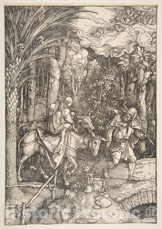 Art Print : Albrecht Dürer - The Flight into Egypt, from The Life of The Virgin, from The Latin Edition : Vintage Wall Art