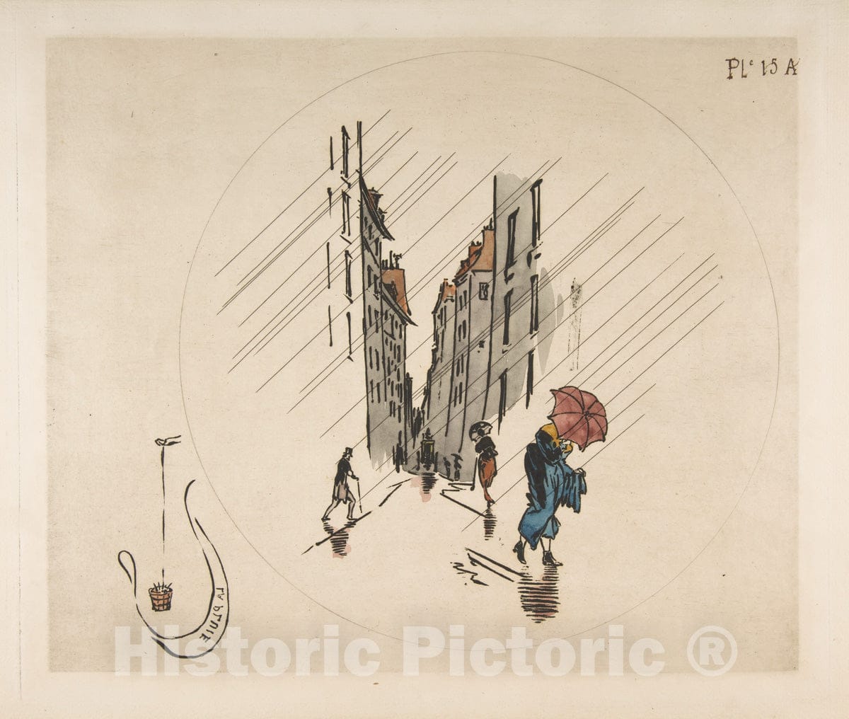 Art Print : Félix Bracquemond - Decoration for a Plate: Rain : Vintage Wall Art