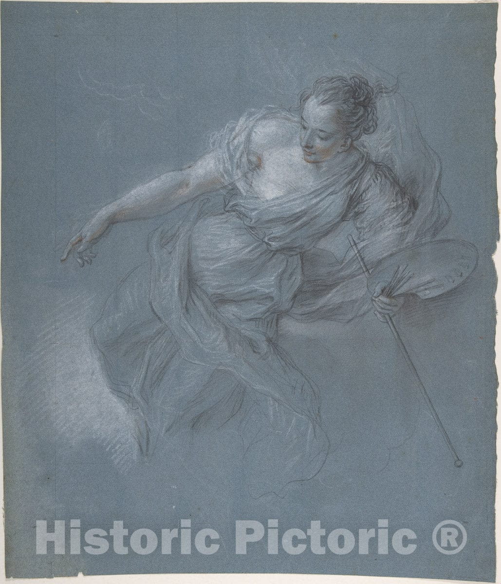Art Print : Charles Antoine Coypel - Allegorical Figure of Fine Art Print -  : Vintage Wall Art
