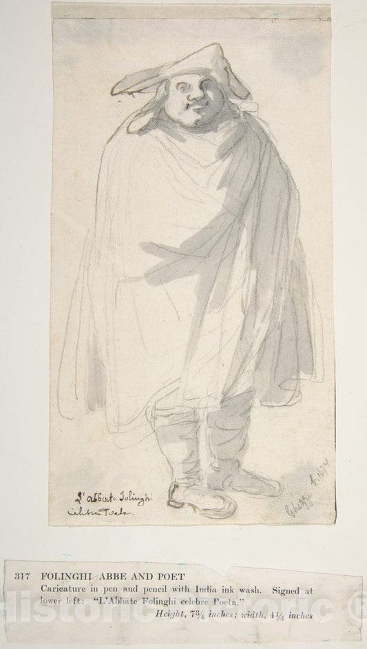 Art Print : Pier Leone Ghezzi - A Caricature of L'Abbate Folinghi : Vintage Wall Art