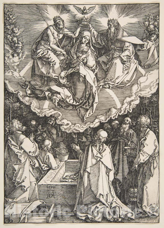 Art Print : Albrecht Dürer - The Assumption and Coronation of The Virgin, from The Life of The Virgin 4 : Vintage Wall Art