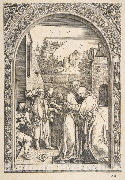 Art Print : Albrecht Dürer - Joachim and Anna at The Golden Gate, from The Life of The Virgin 1 : Vintage Wall Art