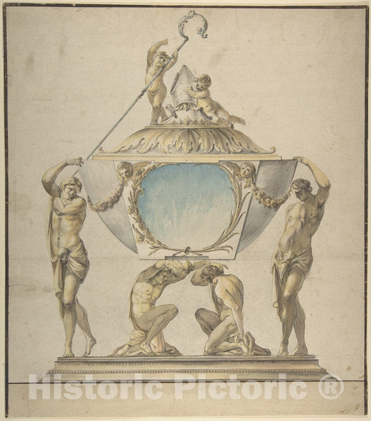 Art Print : Luigi Valadier - Design for a Gold and Silver Bishop's Reliquary : Vintage Wall Art