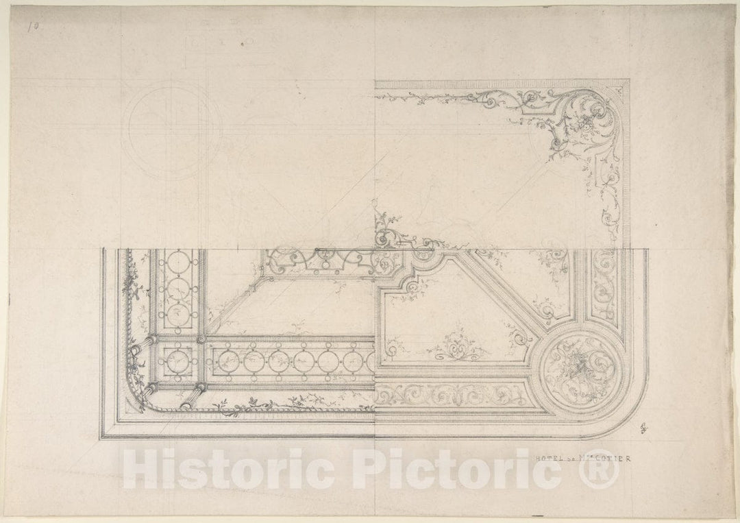 Art Print : Jules-Edmond-Charles Lachaise - Three Designs for Ceilings, Hôtel Cottier : Vintage Wall Art