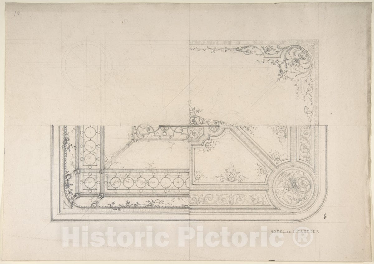 Art Print : Jules-Edmond-Charles Lachaise - Three Designs for Ceilings, Hôtel Cottier : Vintage Wall Art