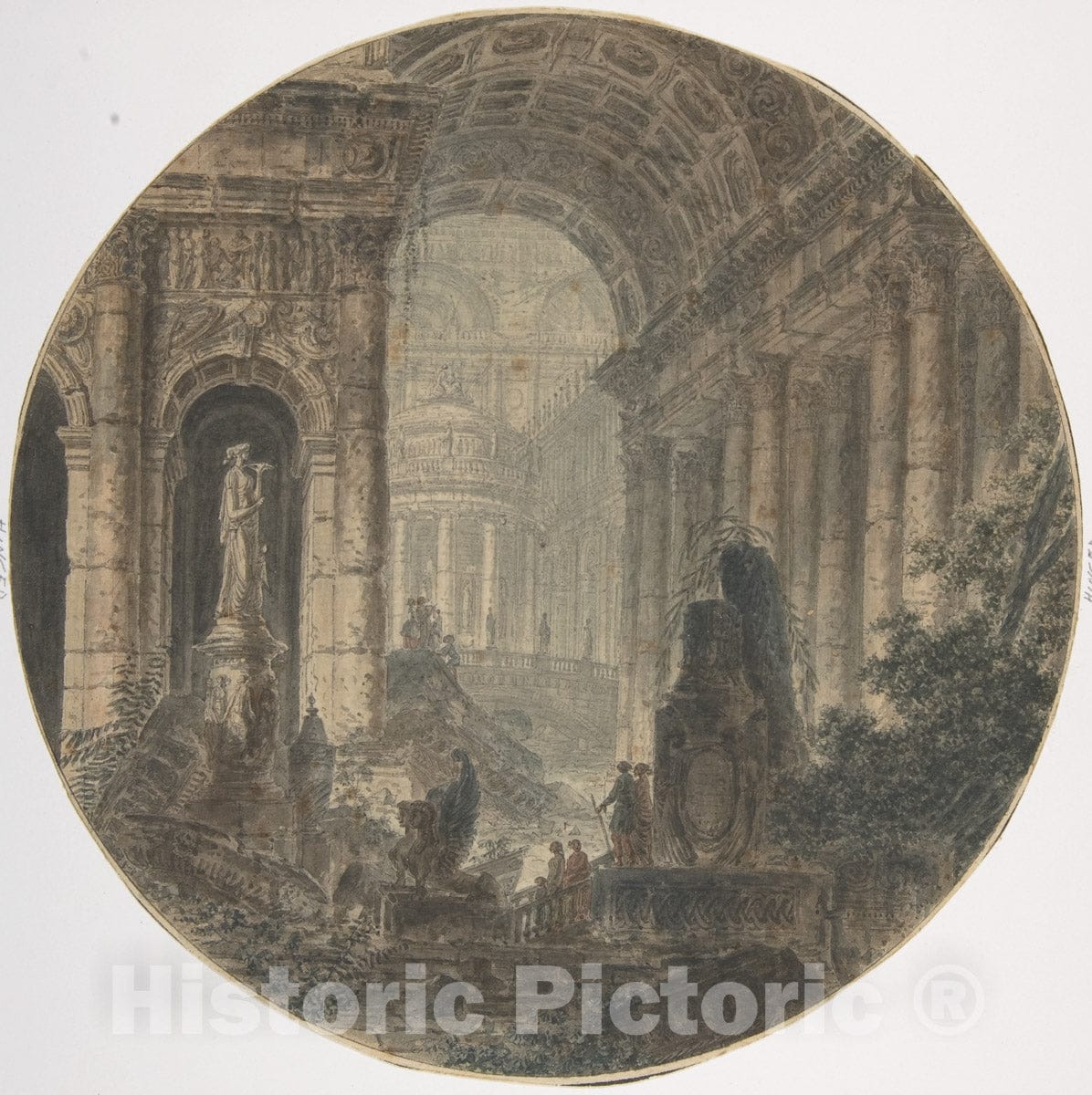 Art Print : Jean Henri Alexandre Pernet - Architectural Fantasy 1 : Vintage Wall Art