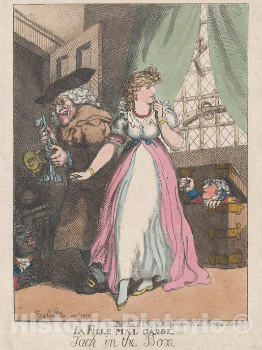 Art Print : Thomas Rowlandson - La Fille Mal Gardé, or Jack in The Box : Vintage Wall Art
