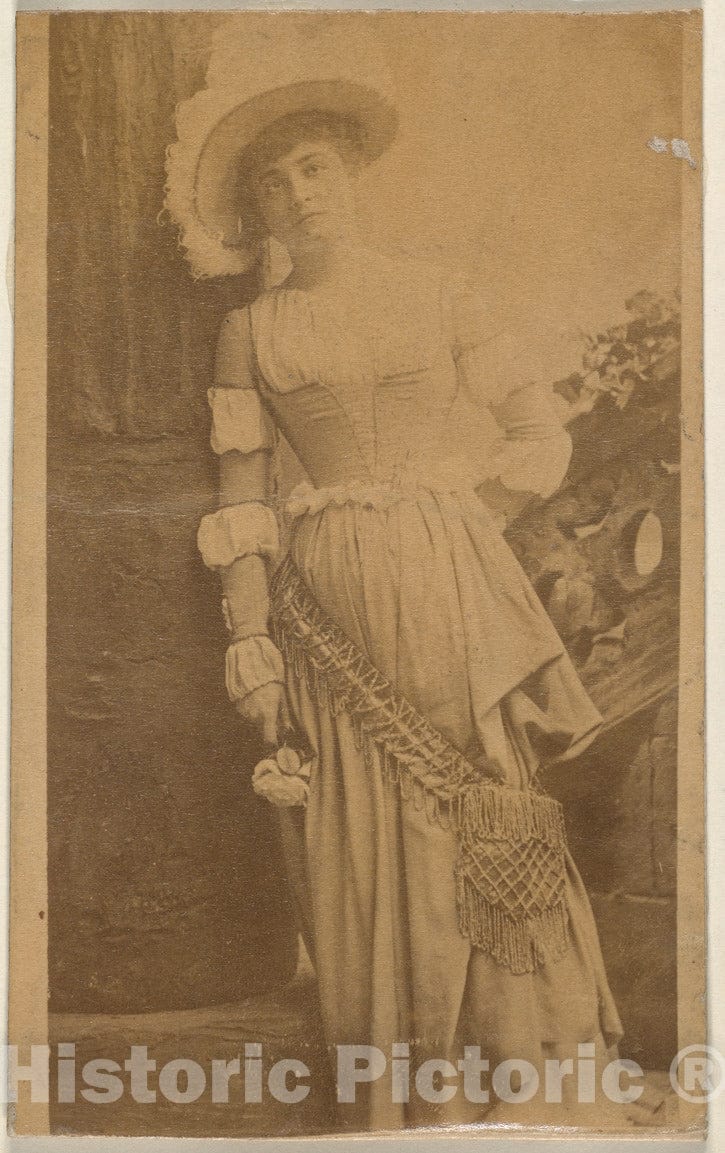 Photo Print : Actress Leaning Against Column, from The Actresses Series (N668) 2 : Vintage Wall Art