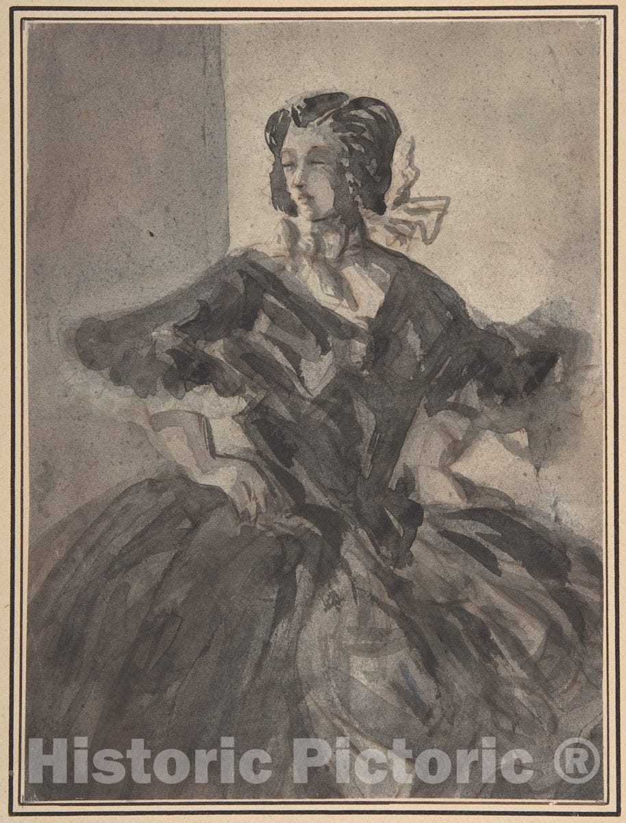 Art Print : Constantin Guys - Woman with Arms Akimbo : Vintage Wall Art