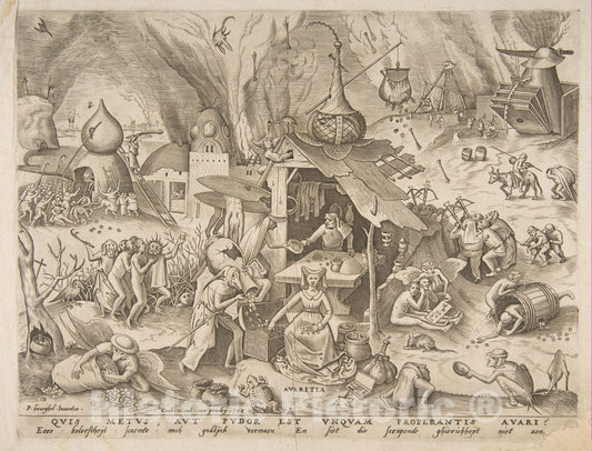 Art Print : Pieter Bruegel The Elder - Avarice (Avaritia) from The Seven Deadly Sins : Vintage Wall Art