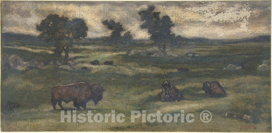 Art Print : Antoine-Louis Barye - Group of Bison : Vintage Wall Art