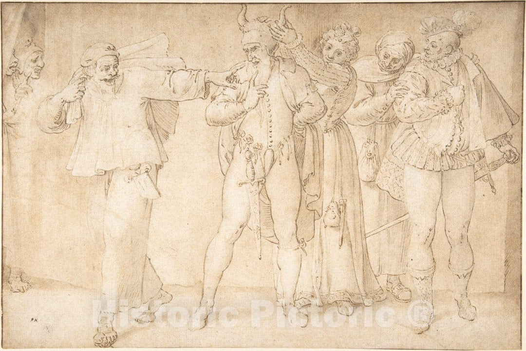 Art Print : French, 17th Century - A Theatrical Scene : Vintage Wall Art
