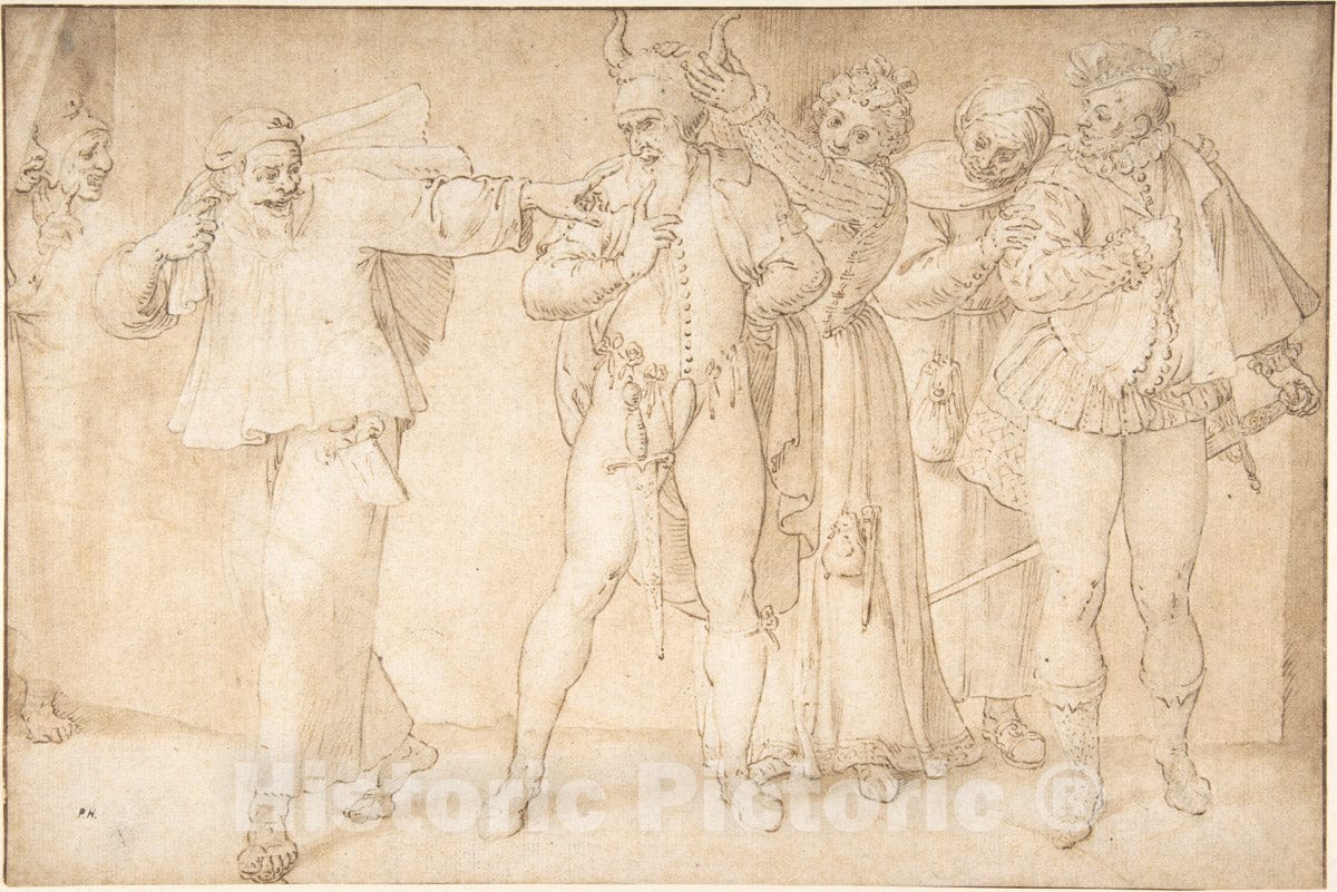 Art Print : French, 17th Century - A Theatrical Scene : Vintage Wall Art