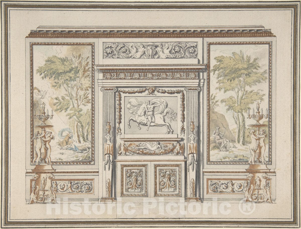 Art Print : Étienne de Lavallée-Poussin - Design for a Wall Elevation : Vintage Wall Art