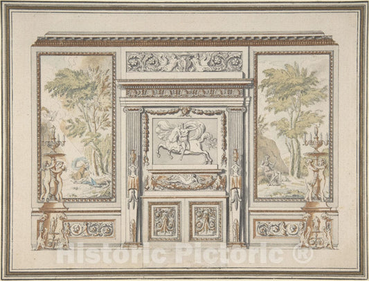 Art Print : Étienne de Lavallée-Poussin - Design for a Wall Elevation : Vintage Wall Art