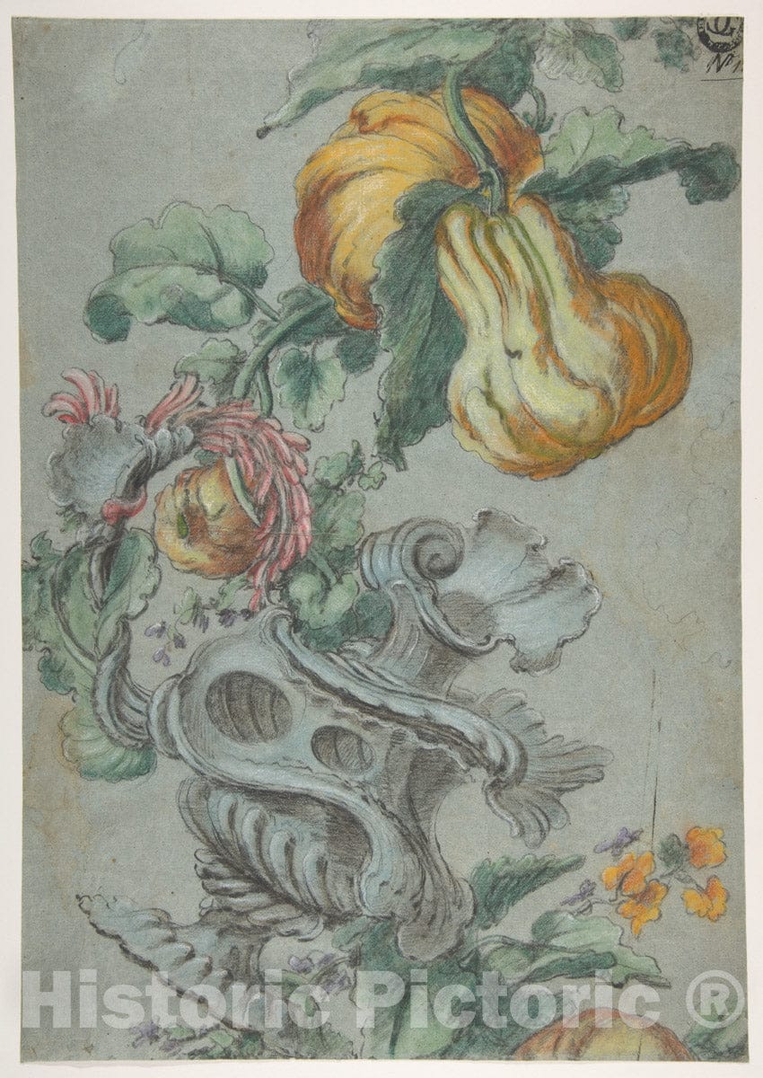 Art Print : Alexis Peyrotte - Ornamental Design with Fruit and Flowers (Recto)