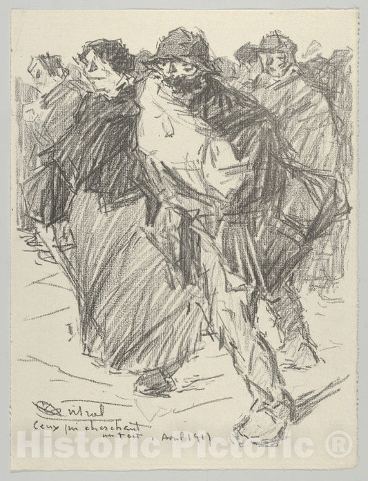 Art Print : Louis-Robert Antral - Ceux qui cherchent un toit, from Les Evacués : Vintage Wall Art
