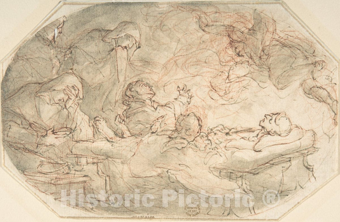Art Print : Italian, 17th or 18th Century - Death of a Saint : Vintage Wall Art