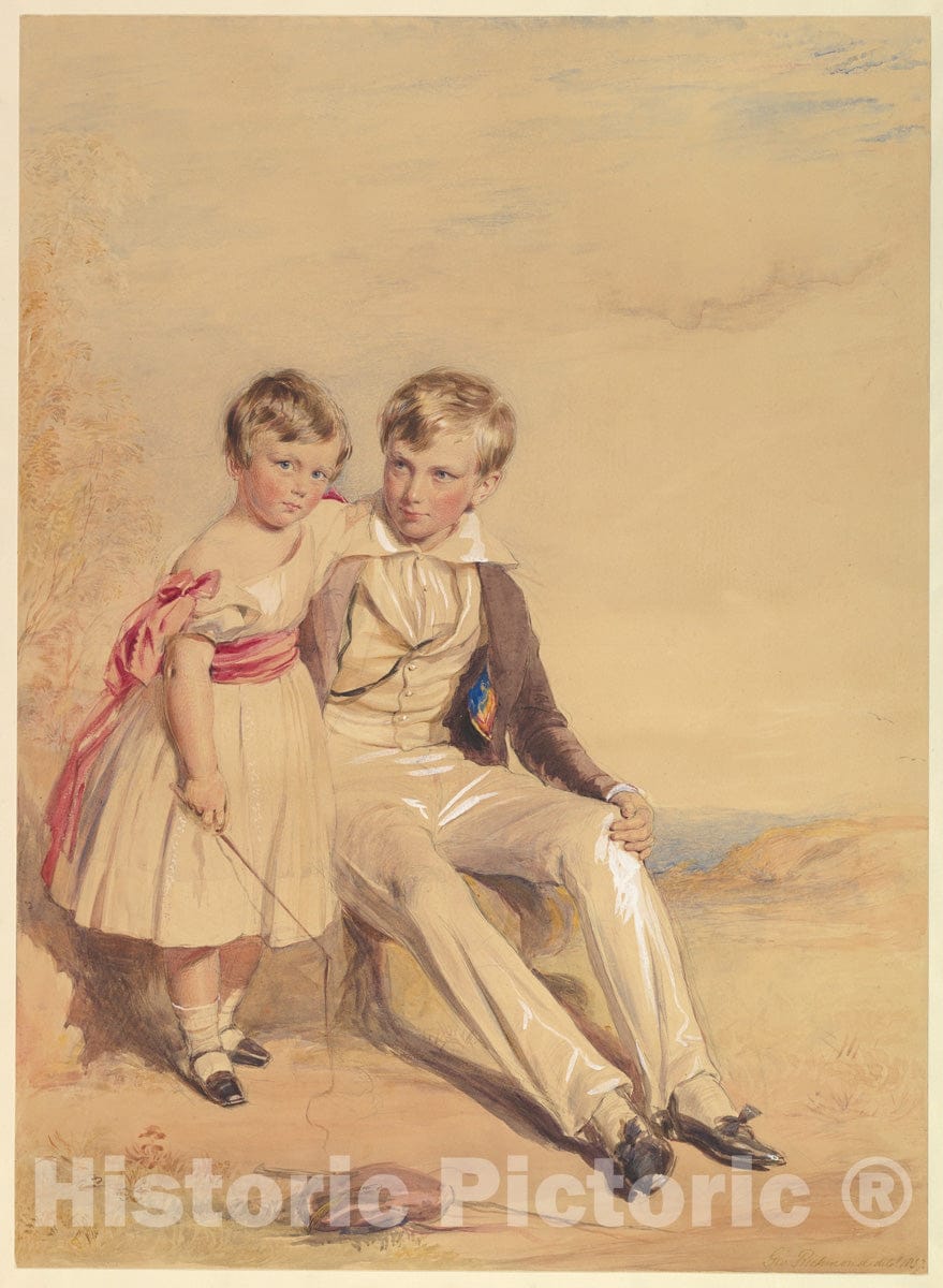 Art Print : George Richmond - Portrait of Two Children : Vintage Wall Art