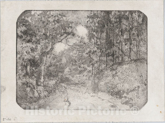 Art Print : Camille Pissarro - Chemin Sous Bois à Pontoise : Vintage Wall Art