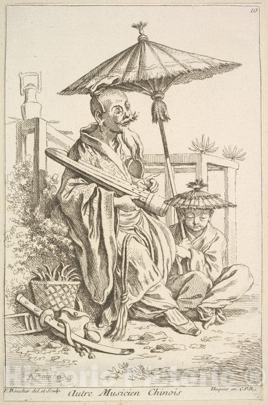 Art Print : François Boucher - Another Chinese Musician : Vintage Wall Art