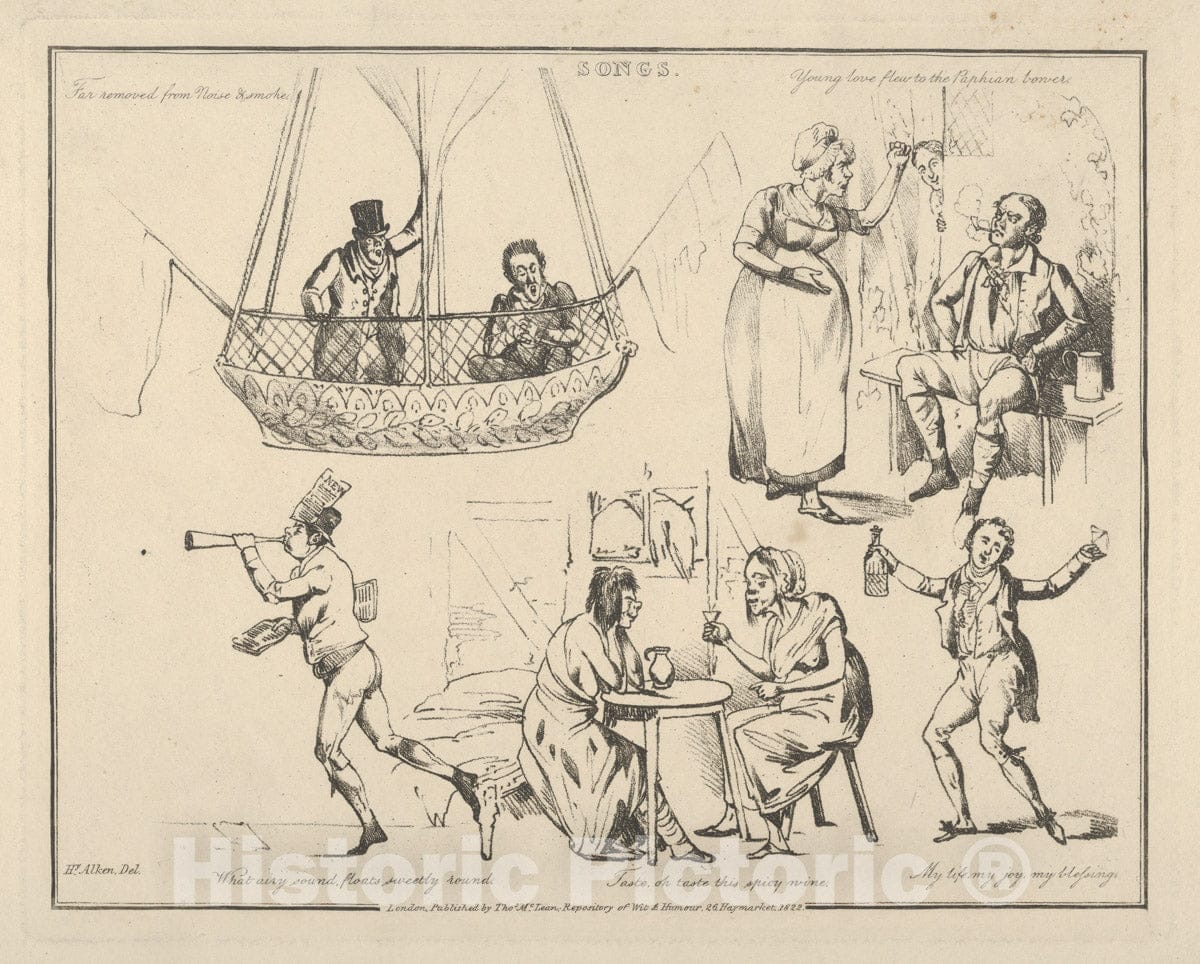 Art Print : Henry Thomas Alken - Songs:Far Removed from Noise & Smoke. : Vintage Wall Art