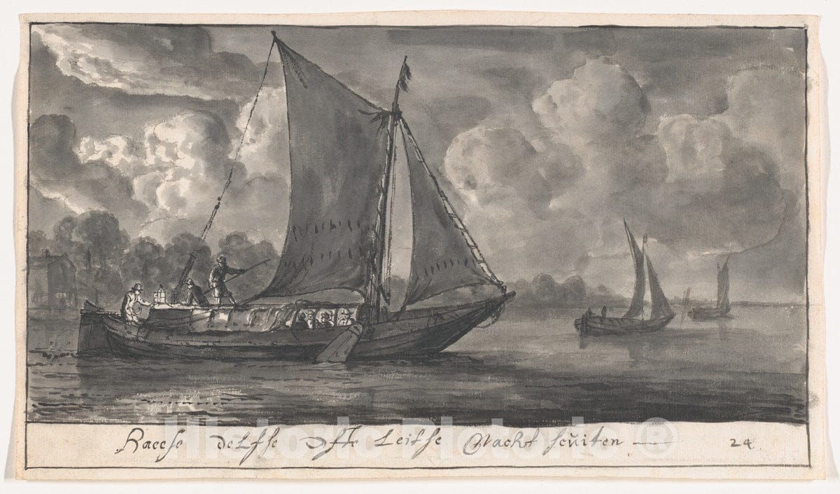 Art Print : Reinier Nooms, Called Zeeman - Night Ferries of The Hague, Delft and Leiden : Vintage Wall Art