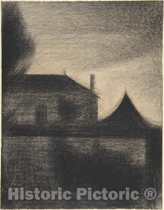Art Print : Georges Seurat - House at Dusk (La Cité) : Vintage Wall Art