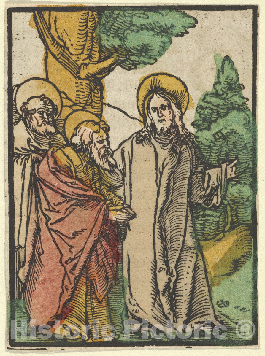 Art Print : Hans Schäufelein - Christ Talking to The Disciples, 5, from Das Plenarium : Vintage Wall Art