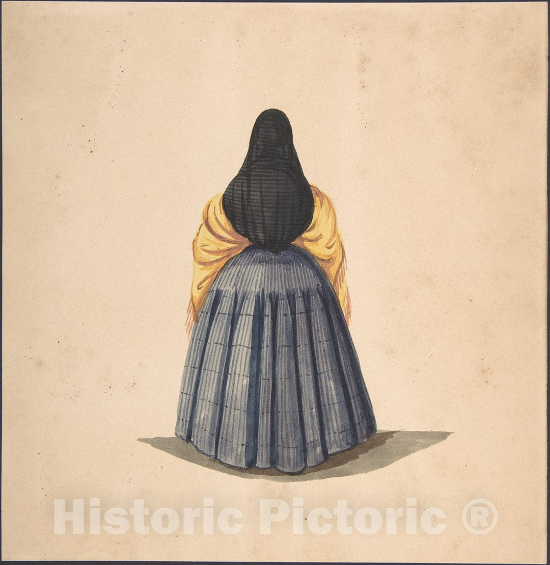 Art Print : Peruvian, 19th Century - A Standing Woman, Seen from The Back : Vintage Wall Art