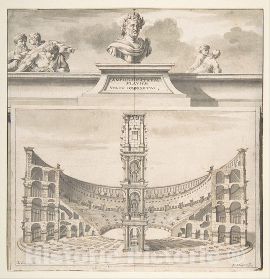 Art Print : Jan Goeree - A Reconstruction of The Colosseum in Cross-Section : Vintage Wall Art