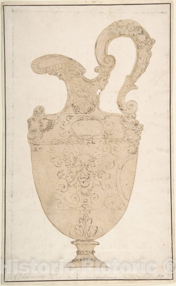 Art Print : Italian, 16th Century - Design of Antique Pitcher : Vintage Wall Art