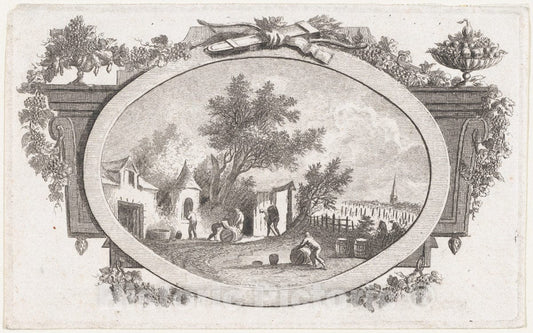 Art Print : Charles Michel Campion - Autumn (Wine Harvest) 2 : Vintage Wall Art