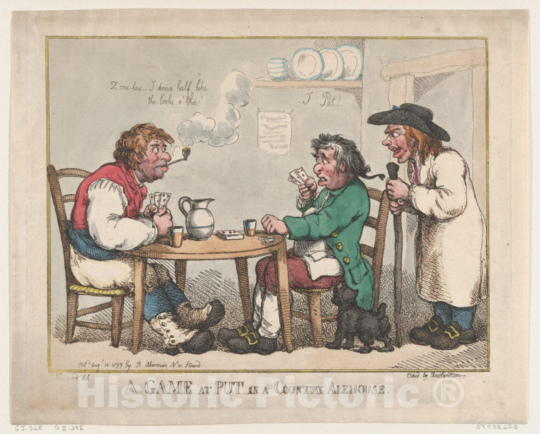 Art Print : Thomas Rowlandson - A Game at Put in a Country Alehouse 2 : Vintage Wall Art